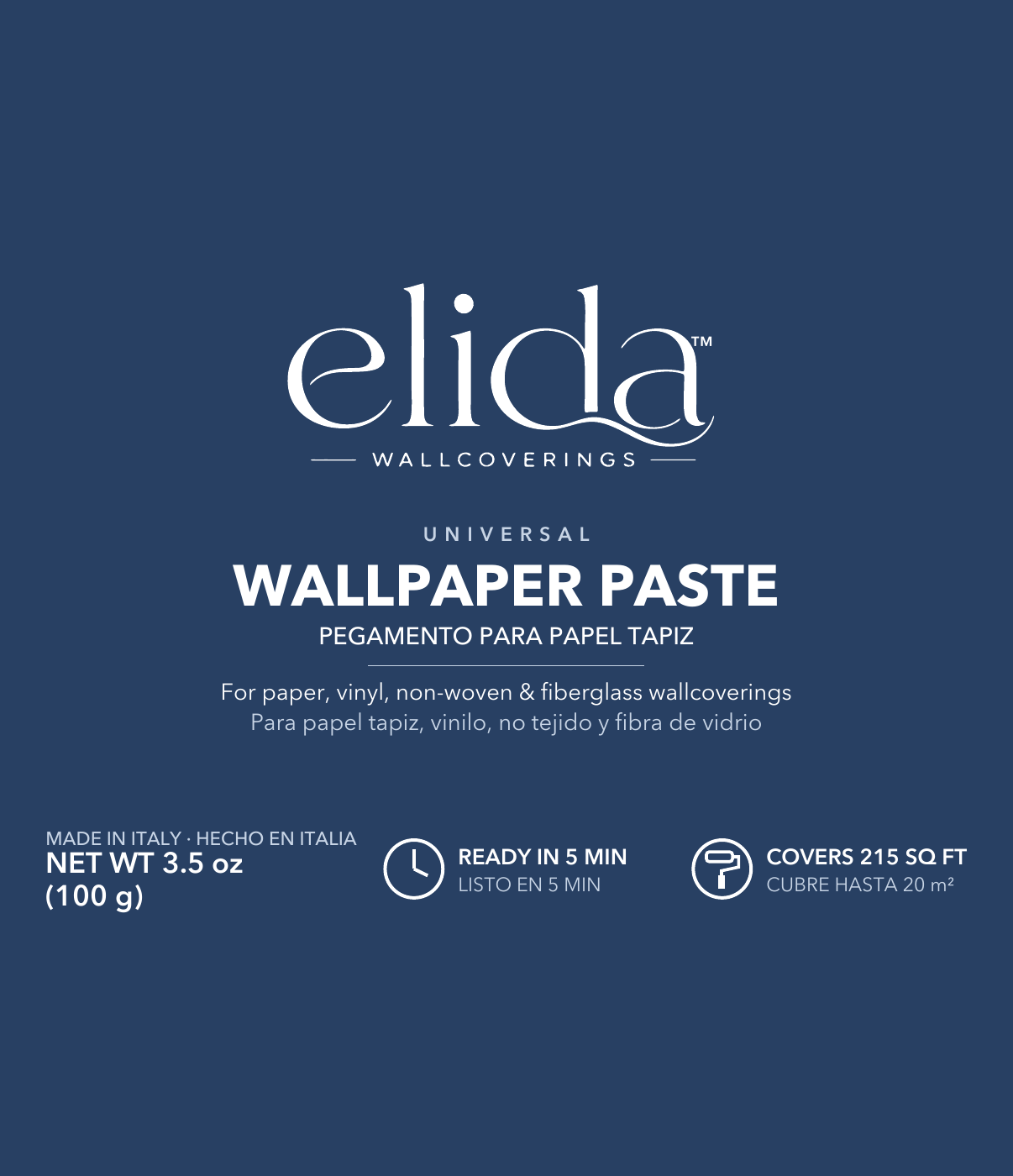 Elida Universal Wallpaper Paste, blue packaging artwork